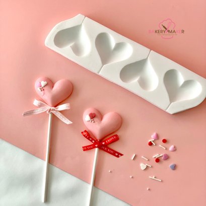 พิมพ์ lollipop รูปหัวใจ 4 ช่อง